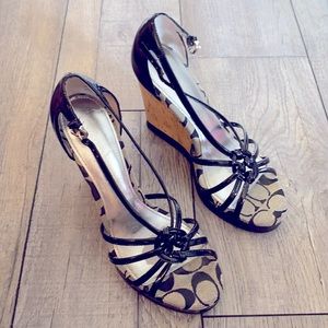 Coach Shoes Joslin Women Wedges Black Size 8 Used